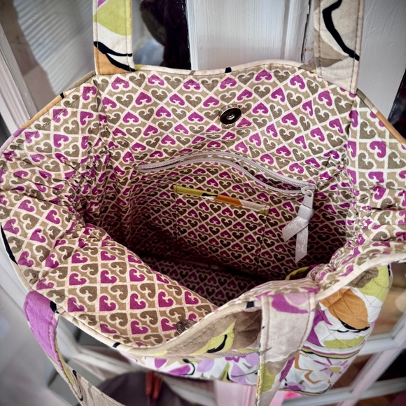 EUC Vera Bradley Tote - Quilted, Floral in Purples & Green, EUC - Picture 7 of 7